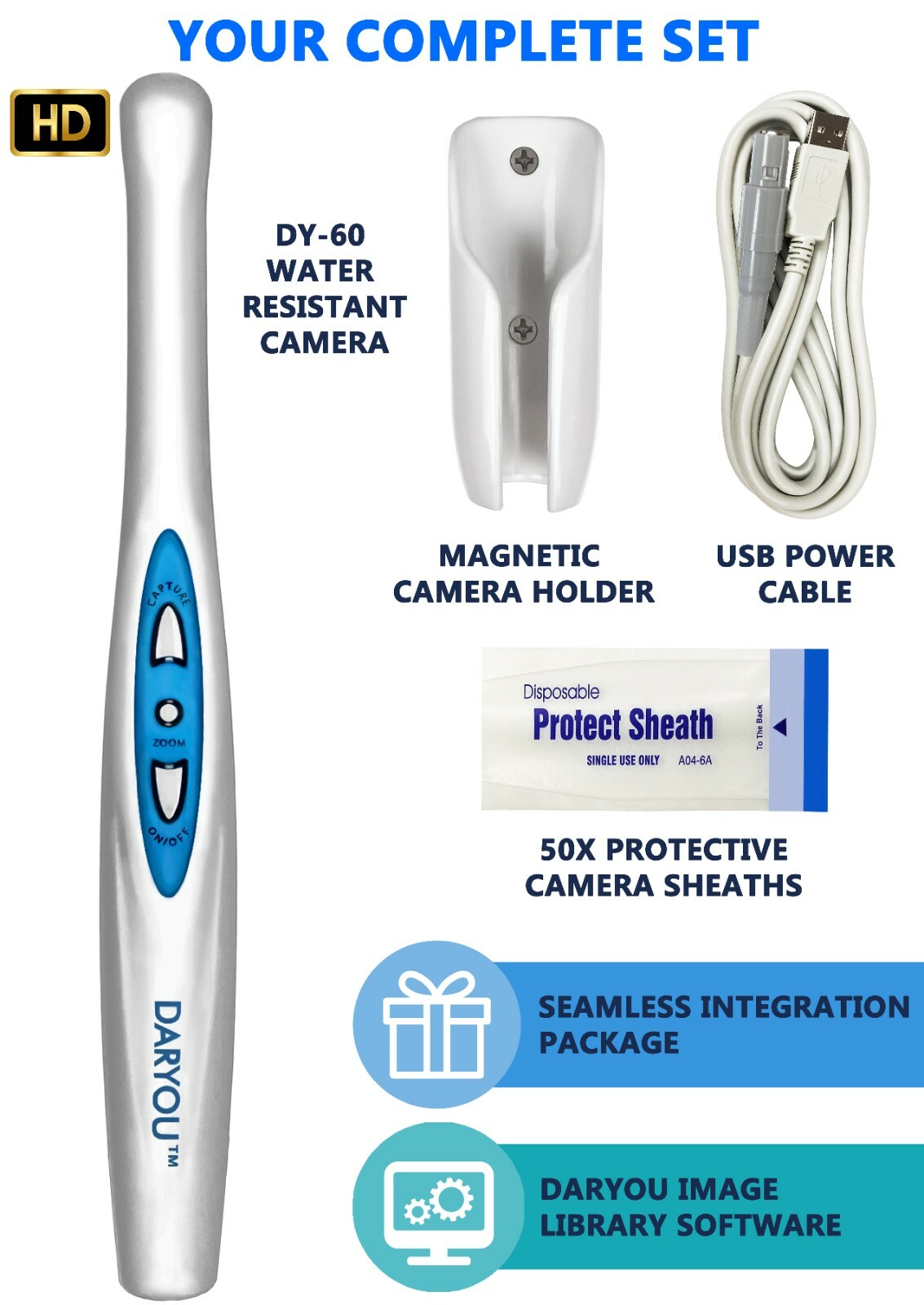 DARYOU DY-60 720P HD Intraoral Camera Dental Camera,Button Work Dexis,Eaglesoft