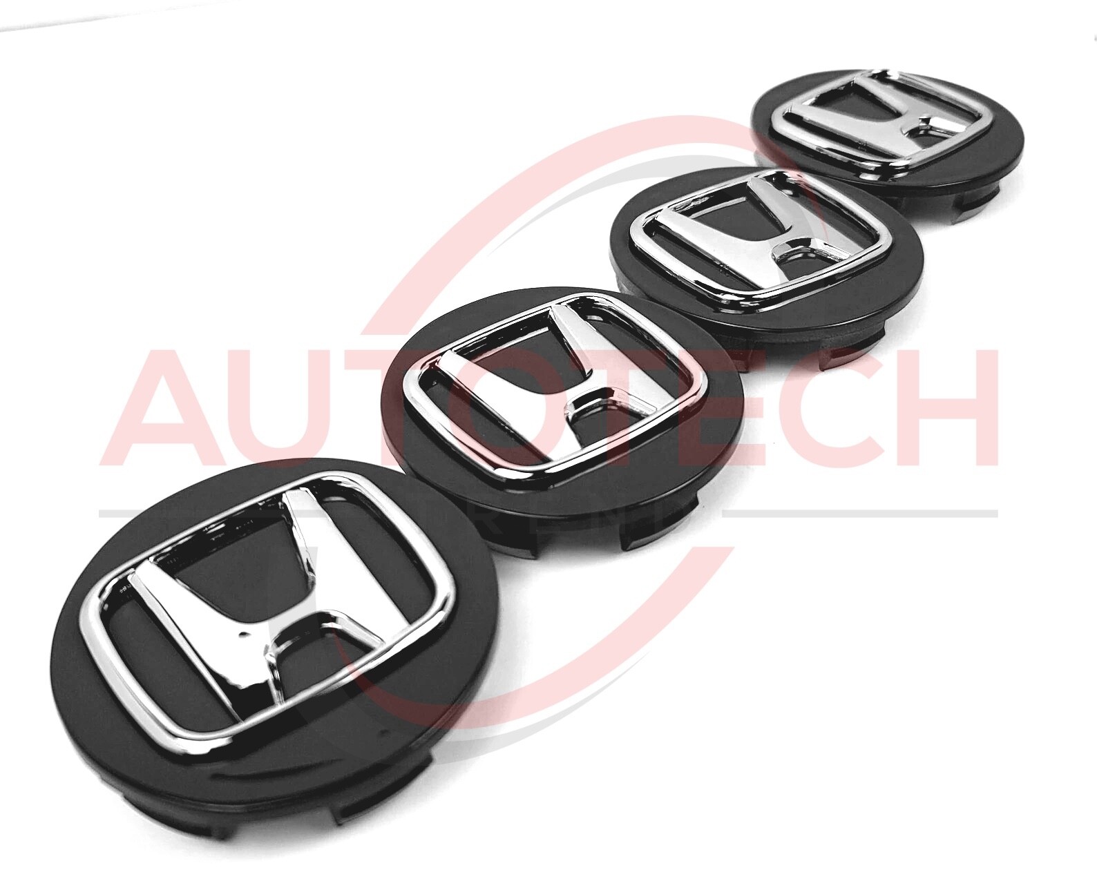 Black HONDA Set Of 4 Wheel Center Caps 69MM