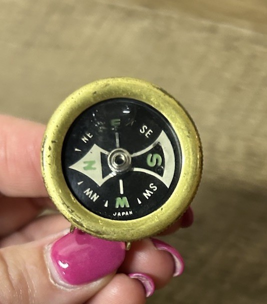 Vintage Pin-On Brass Compass