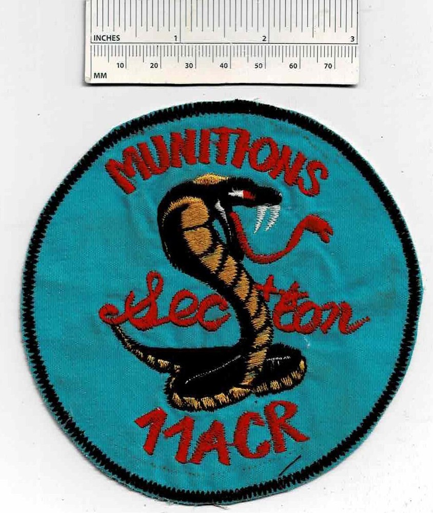 Large Vietnam War COBRAS 11th ACR Munitions Section Shoulder Patch
