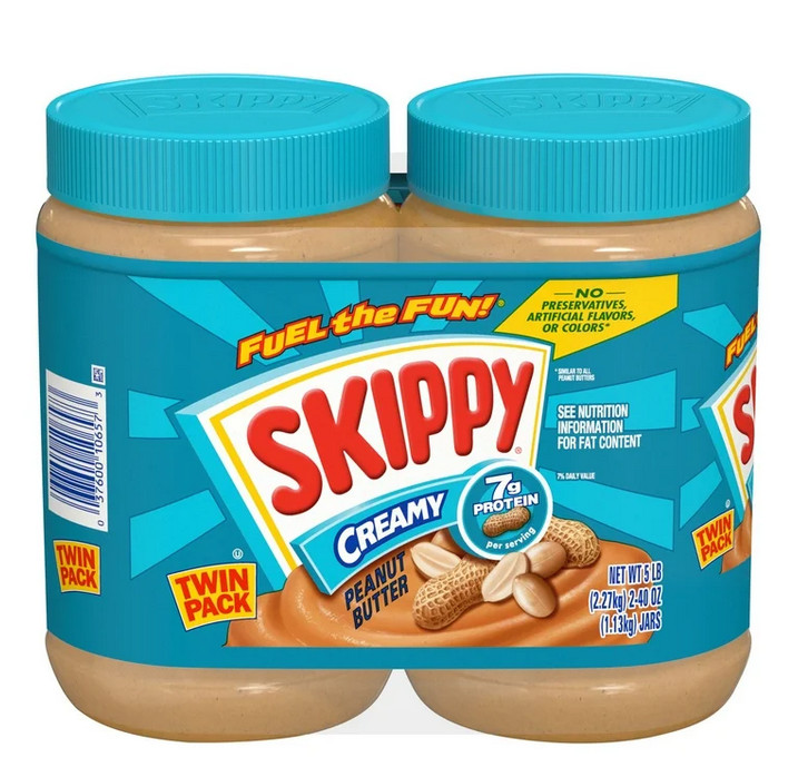 SKIPPY Peanut Butter, Creamy, 7 g protein per serving, Shelf-Stable, 40 oz Plast