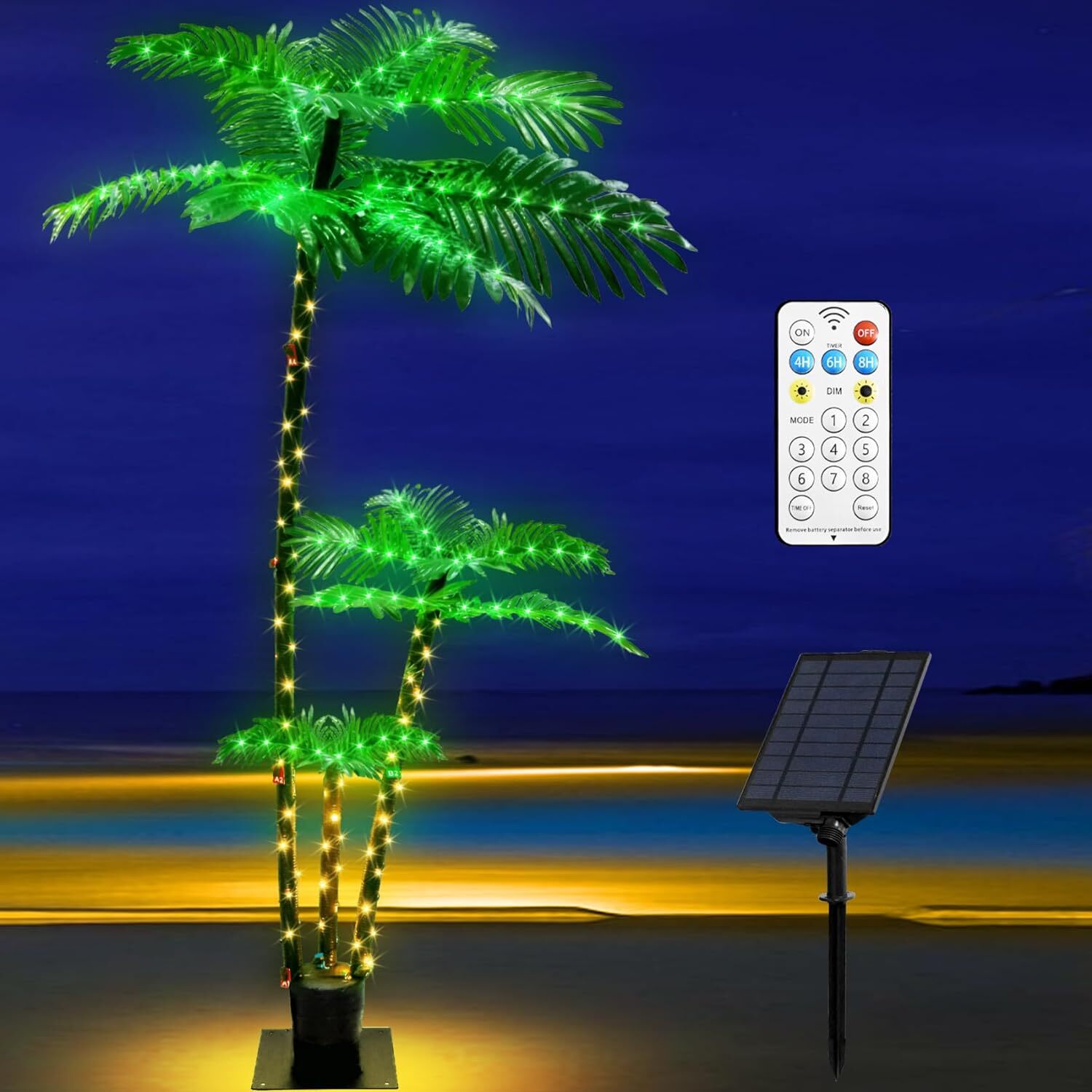 6FT LED Solar Lighted Artificial Palm Tree, Outdoor Christmas Yard Pool Decor