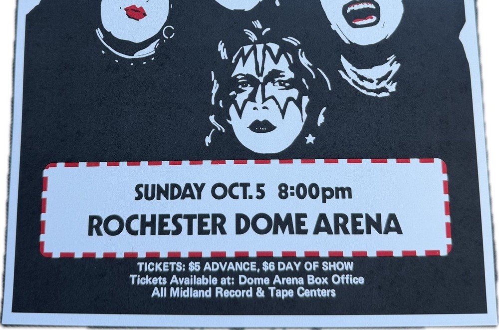 Kiss – Rochester Dome Arena Concert Promotional Flyer (Oct 5, 1975)