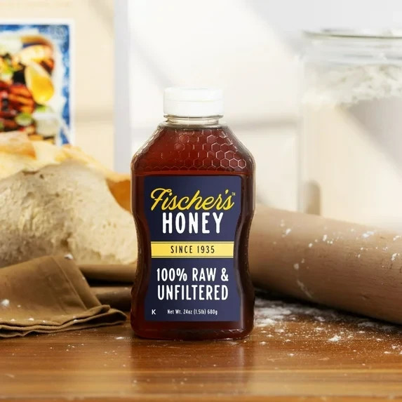 Fischers Honey, 24oz Raw and Unfiltered, Premium, Pure, Squeeze Bottle