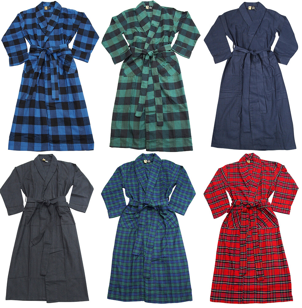 Norty Men's Soft Brushed Cotton Blend Flannel Shawl Collar Bathrobe