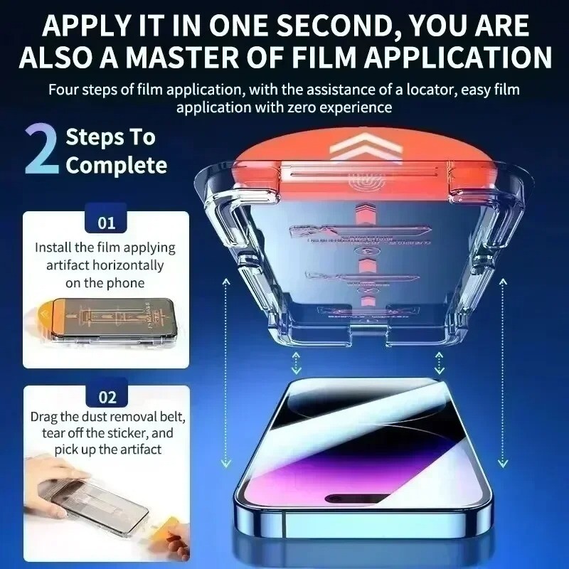 3x Easy Install Privacy Screen Protector For iPhone 16 15 14 13 12 Pro Max Plus