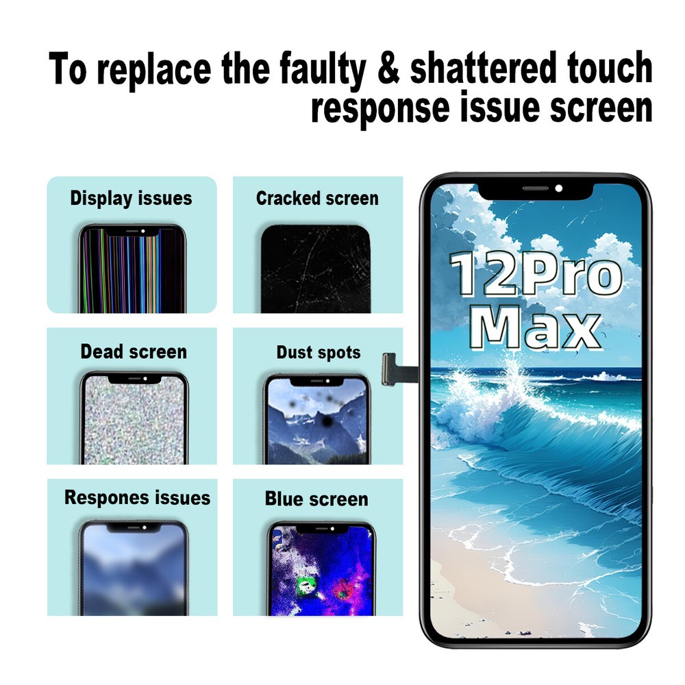 For iPhone 12 Pro Max Display OLED Touch Screen Digitizer Replacement Assembly