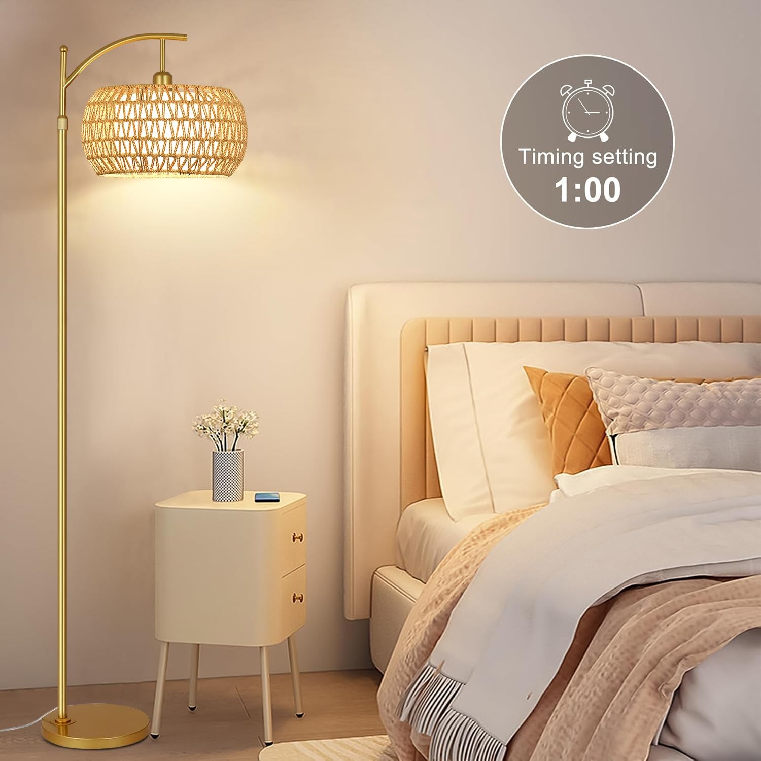 Gold Floor Lamp for Living Room with 3 Color 12.2 inch, gold-cydariform