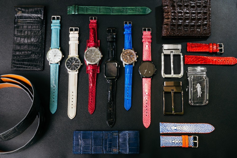 20mm/18mm Gray Quick Release Hornback Leather Watch Strap