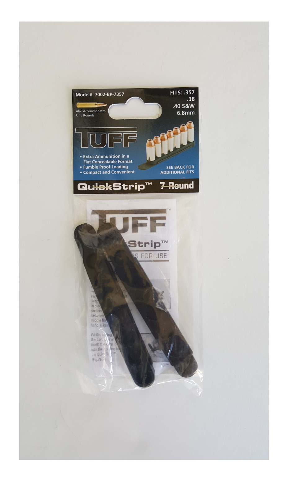 Tuff Products 38 357 40 Speed Quick Strip Revolver Loader 7 Round - 2 Pack BLACK