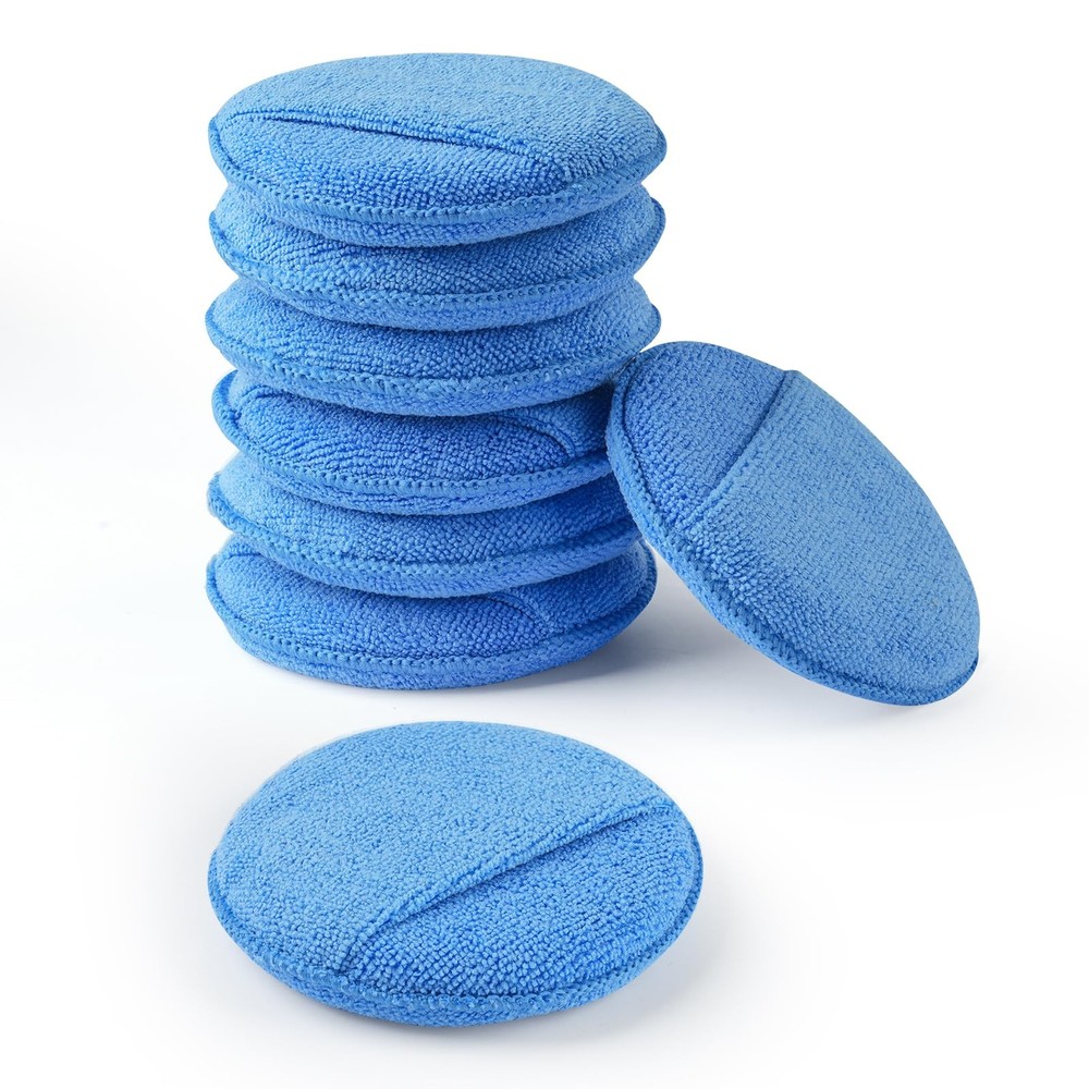Microfiber Wax Applicator Pads 8 Pack 5 Inch Washable Buffing Pads