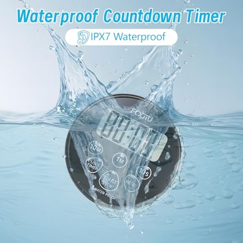 Digital Waterproof Shower Clock Timer, Bathroom Shower Countdown Dark Black