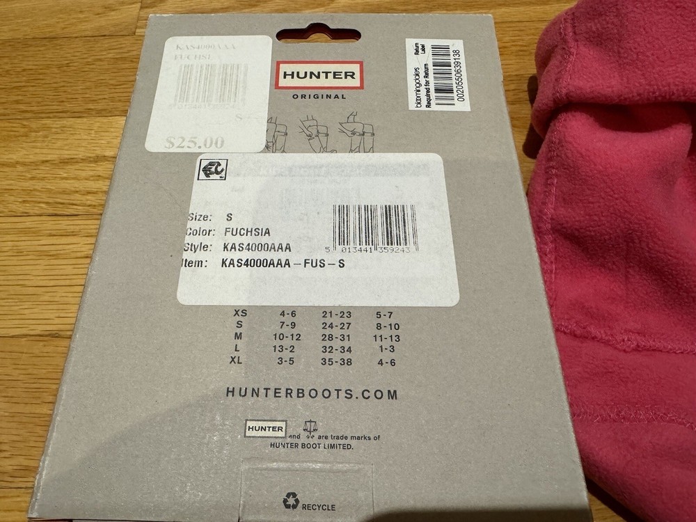 Hunter Kids Rain boot socks Fuscia size small