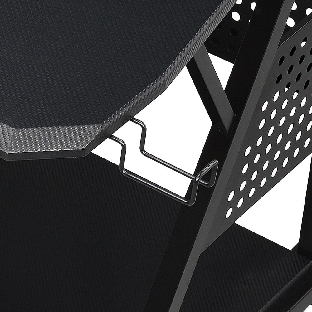 Audio Workstation Desk - Speaker Shelves & Cable Holes - Rectangular Design