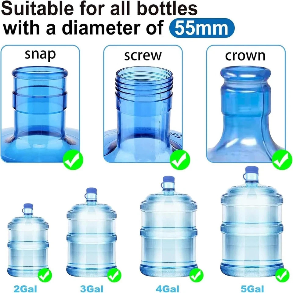 3 Pack Reusable 5 Gallon Water Jug Caps, Leak Proof Bottle Lids (55mm) *NEW*