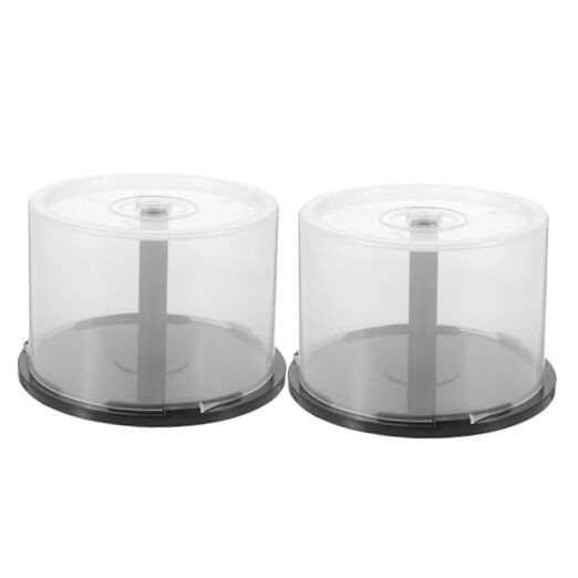 CD/DVD Cake Box Spindle, 2Pack Empty DVD Storage Bucket Clear CD Holder CD