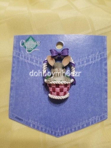 Charming Tails Mouse Bunny Rabbit Easter Basket Lapel Pin