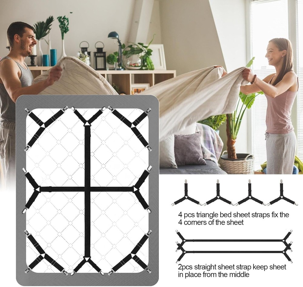 Bed Sheet Holder Straps - Sheet Straps Adjustable Bed Sheet Clips Fasteners Keep