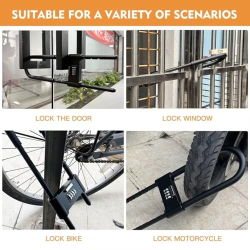 U Lock - Extra Long U Lock - U Lock Combo - Bicycle Lock with Adjustable Black