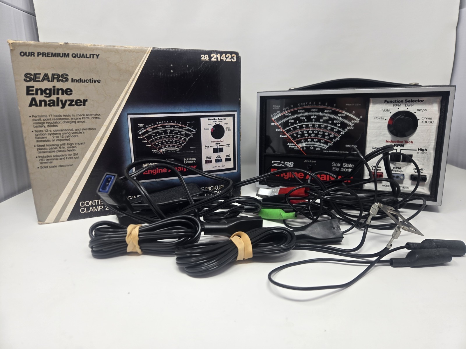 NICE Vintage Sears Engine Analyzer Model 28-21423 w/ Leads & Manual