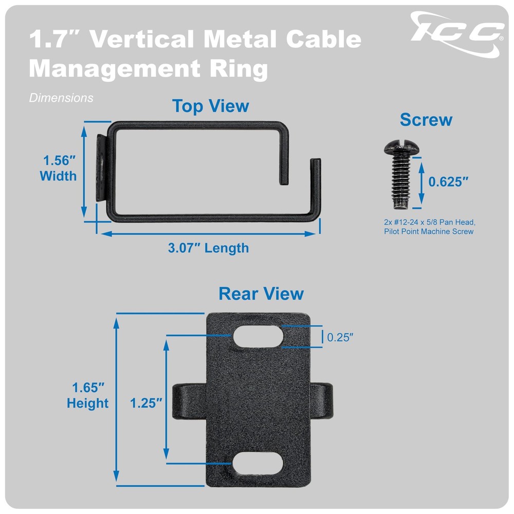 Ring, Cable MGMT, Single, 1.70" 10 PK