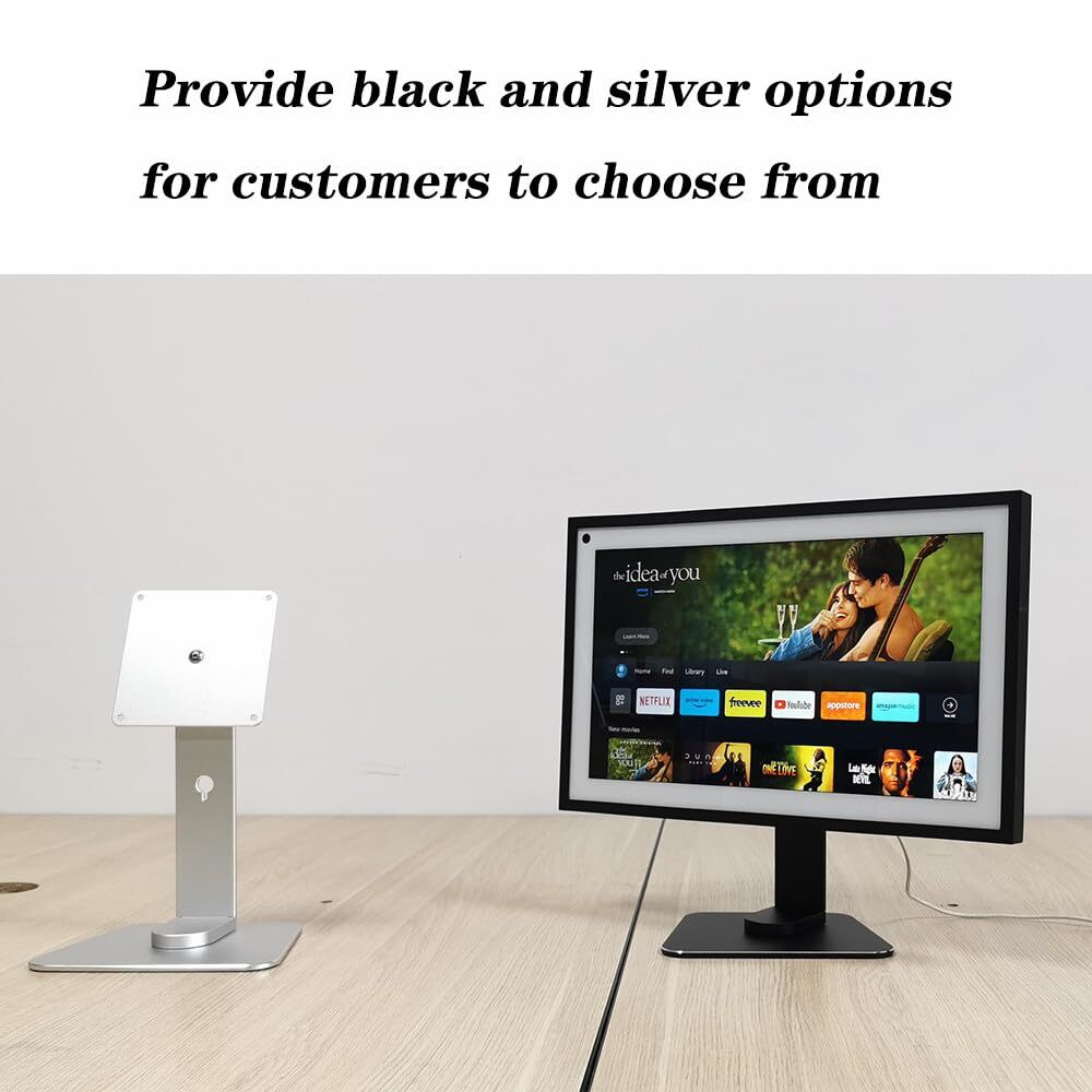 SilverEcho Show 15 & Echo Show 21 Stand Swivel & Tilt Adjustable Aluminum Bas...