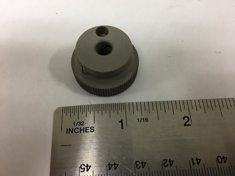 Vintage Gray Bakelite Round Fine Knurled Pointer Knob