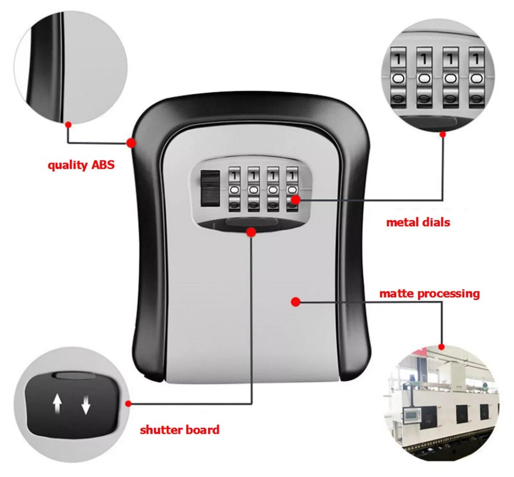 4-Digit Combination Lock Key Box Safe Storage Box Padlock Security Home Outdoor