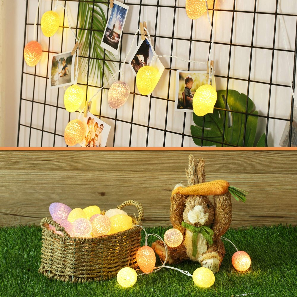 Egg String Lights, 13.12ft 20 LED Easter Egg Lights, Battery Operated C