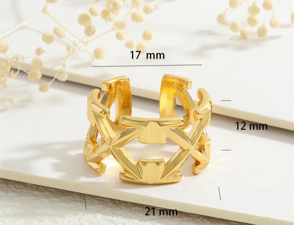 Off-White Gold Plated Arrow Logo Adjustable Ring