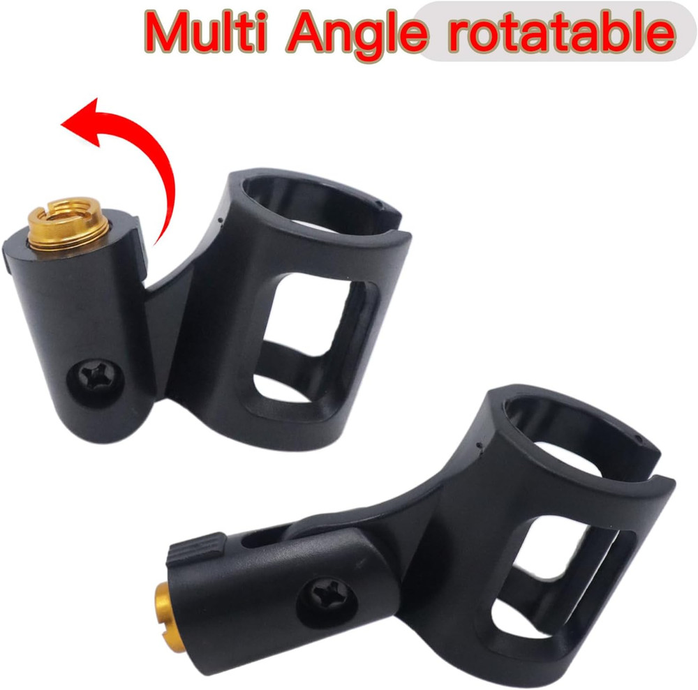 4Pcs Adjustable Rubber Microphone Holder Clips, Flexible Handheld Mic Stand A...