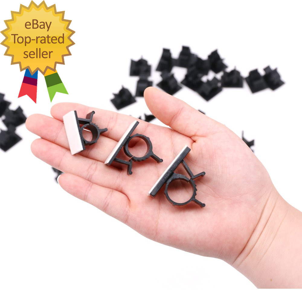 100Pcs 3 Sizes Adjustable Multipurpose Self Adhesive Cable Clips Wire Clamps