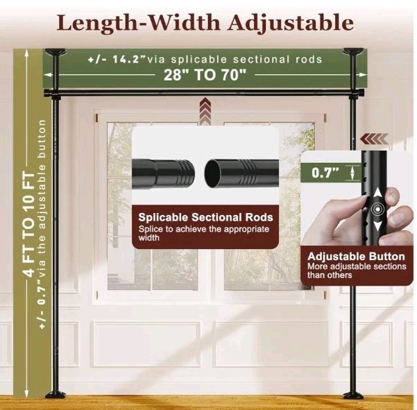 Goovilla Room Divider for Room Separation, Tension Curtain Rods No Drilling,...