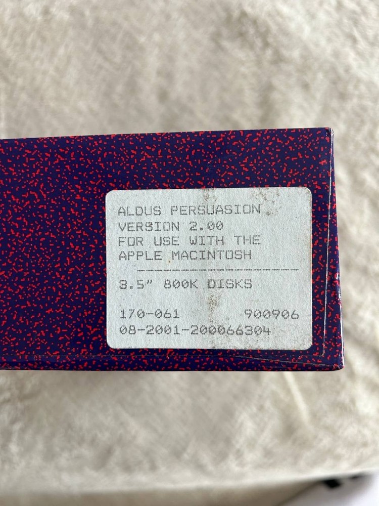 Aldus Persuasion For Macintosh 2.0 Version. Vintage Apple software