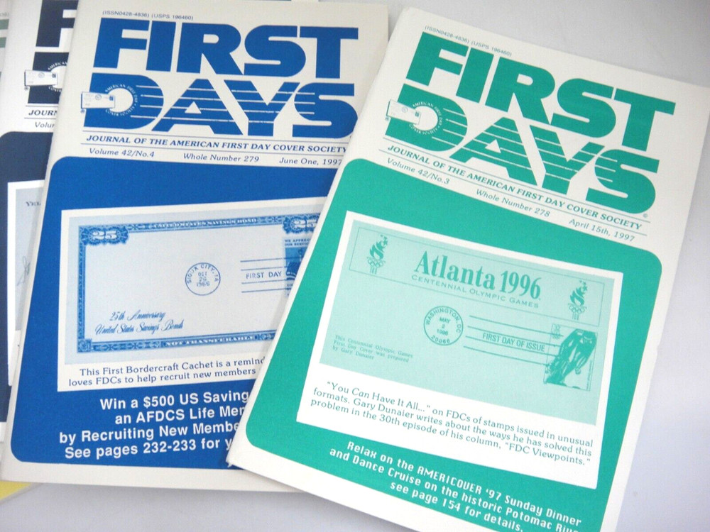 First Days Journal of American First Day Cover Society 1997 Lot of 8 Complete