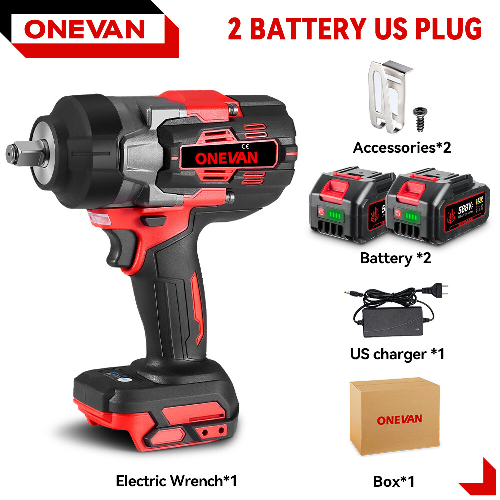 2800Nm Electric Impact Wrench Gun 1/2'' Brushless High Power Driver +2 Battery