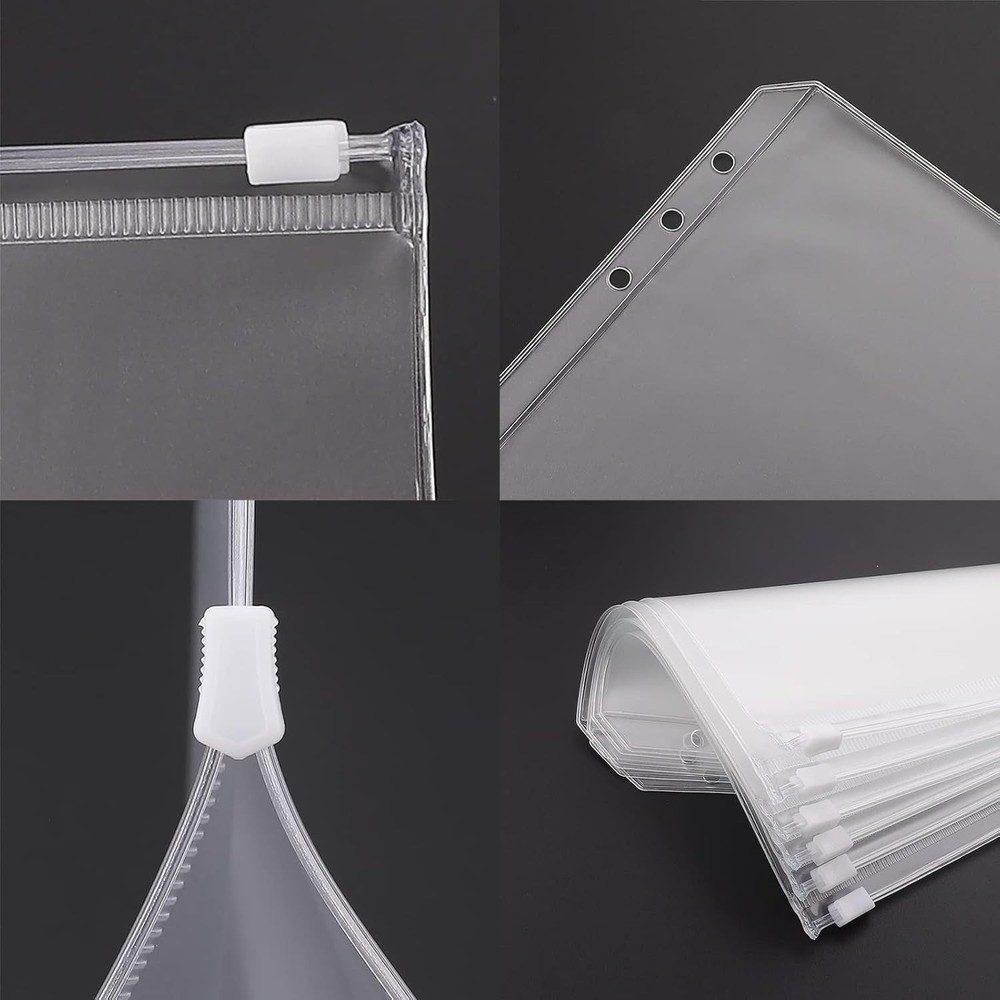 A5 Size 12PCS Clear Zipper Binder Envelopes - Effortless Document Organization