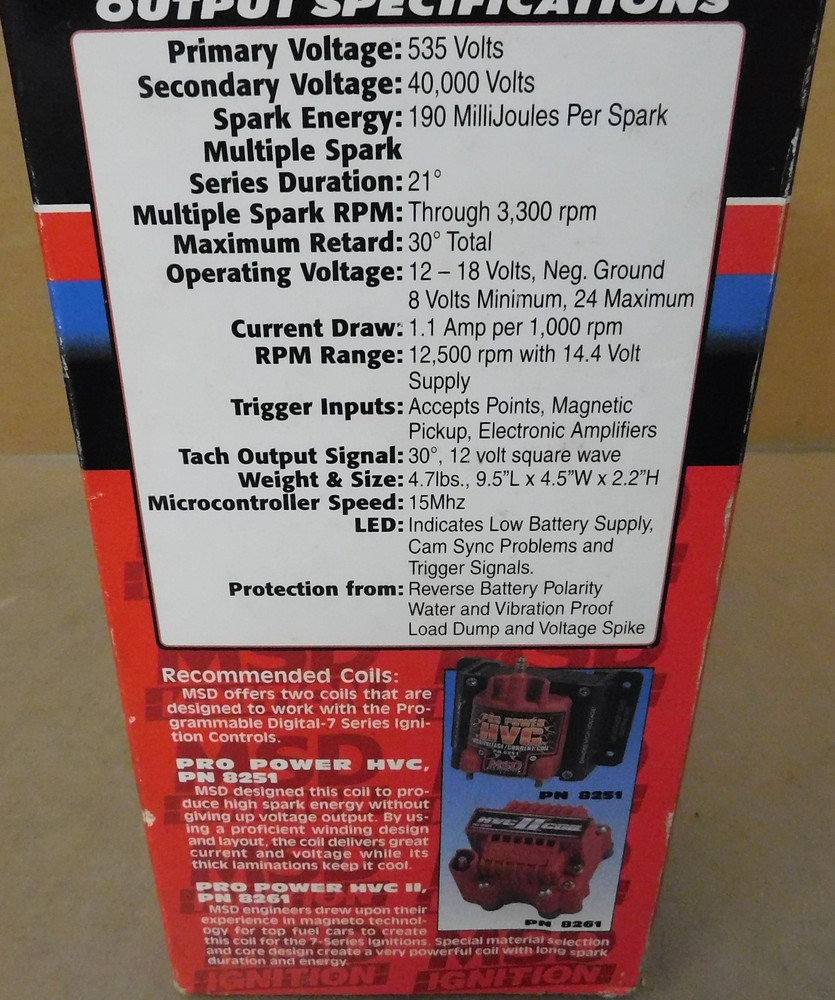MSD 7531 Digital 7 Plus Digital CD Ignition Box, 2 Step Limiter, 570V,12-18 Volt