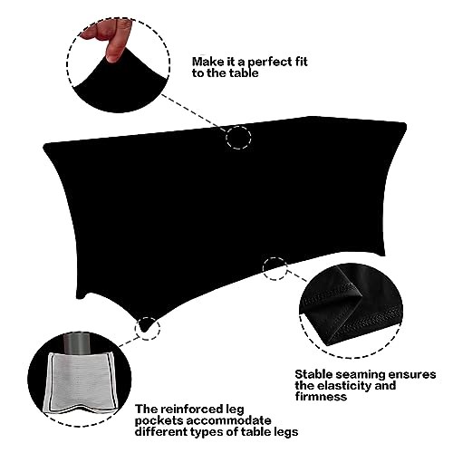 4FT Spring Table Cloth for Rectangular Fitted Events Stretch 4 Ft - 1 Pc Black