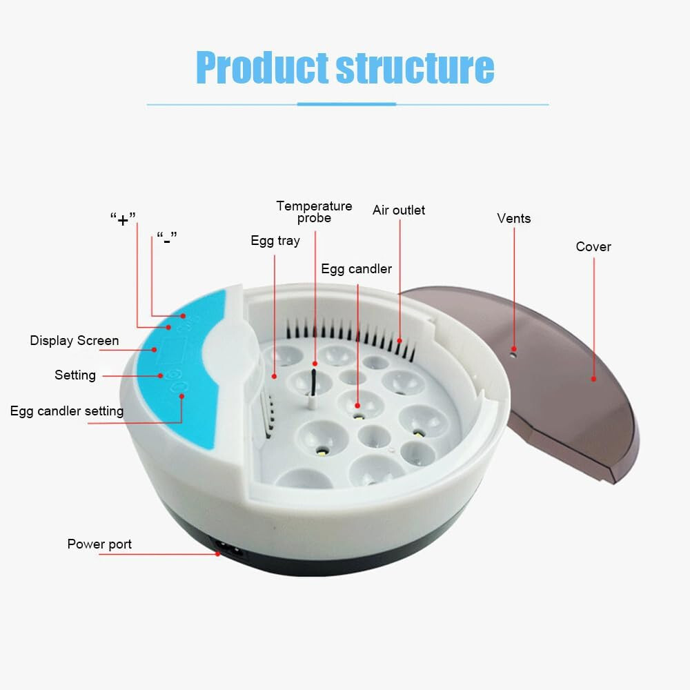 HBN 9 Egg Incubator w/ Temperature Control, Touch Operation& Temperature Display