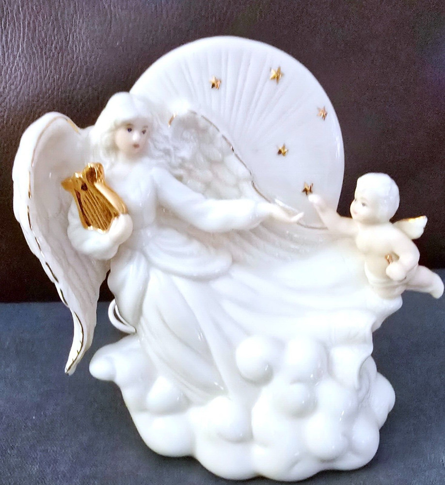 Wonderful Angel with Harp Ceramic Nightlight Tabletop