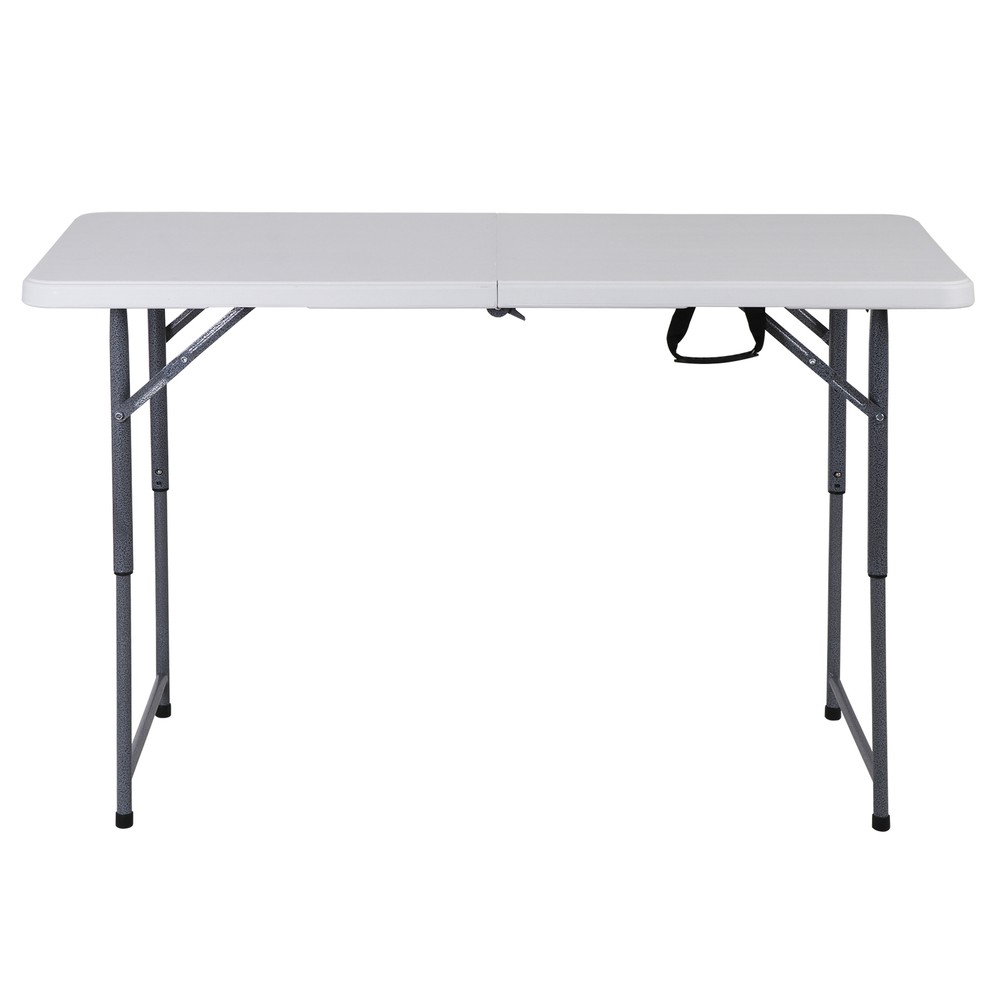 ZENSTYLE Versatile 4FT Folding Picnic Table with Adjustable Height in White HDPE