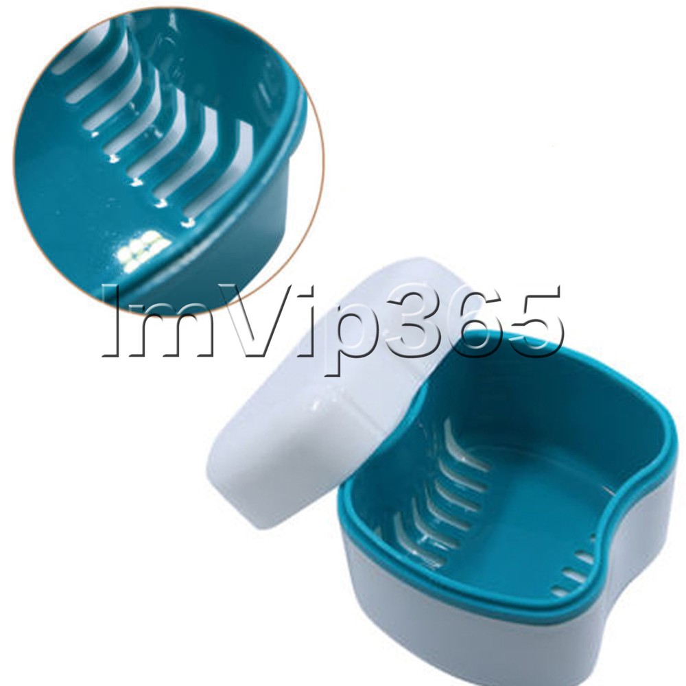 Denture Box Container Dental False Tooth Bath Case Rinsing Basket Teether Holder