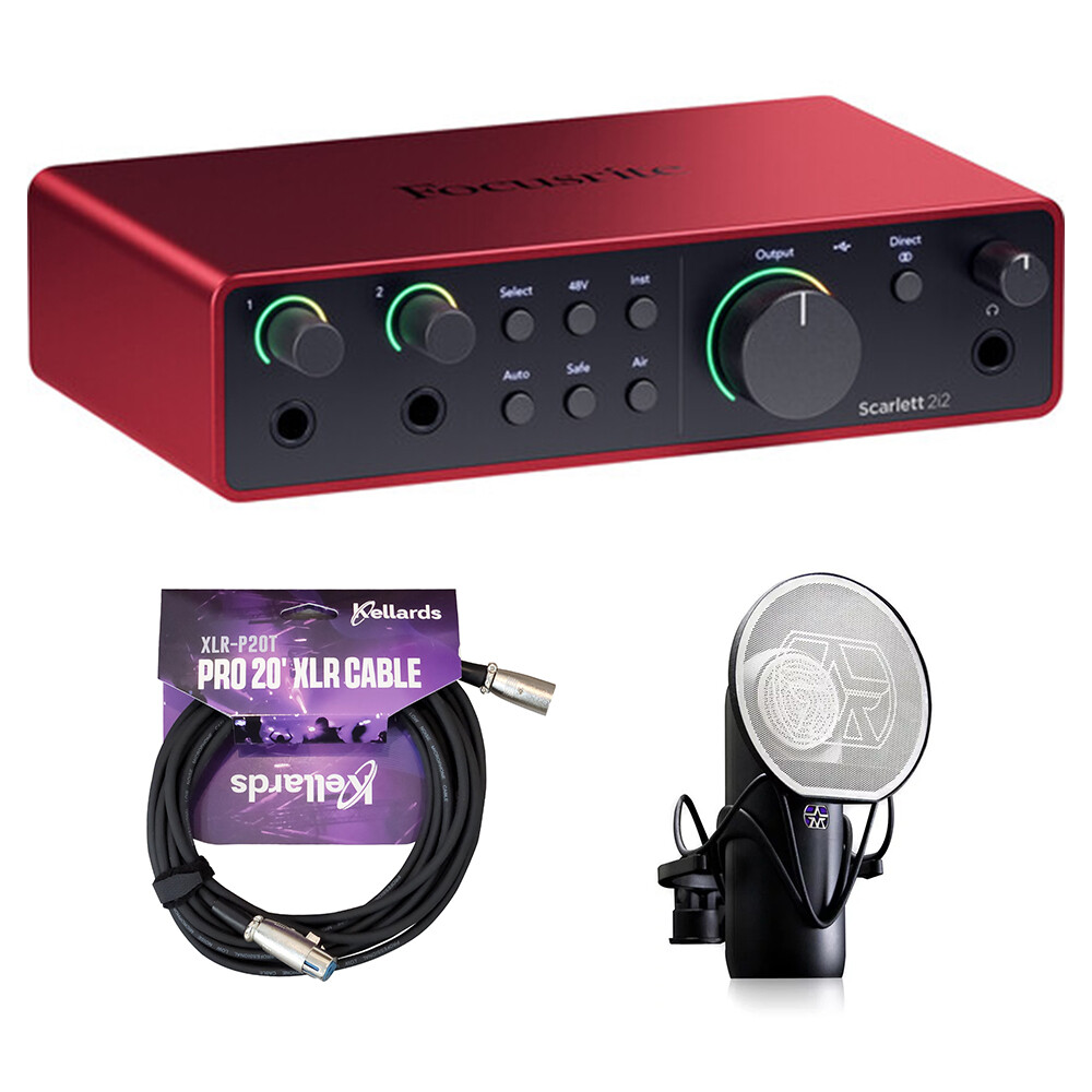 Focusrite Scarlett 2i2 USB-C Audio Interface 4th Gen w/ Microphone KIT & Cable