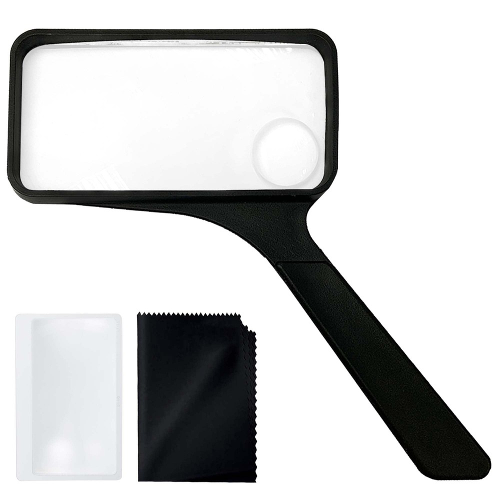 Rectangular Handheld Magnifying Glass for Reading Hobbies Repair Observation