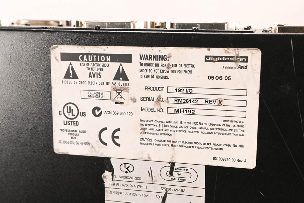 Digidesign 192 I/O Digital Recording Interface CG01T04