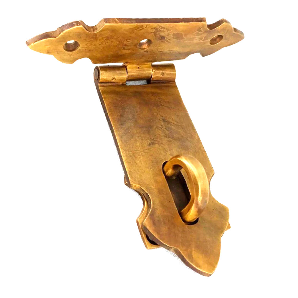 Solid brass heavy strong large 5" Hasp Staple Latch Catch Old Style box door