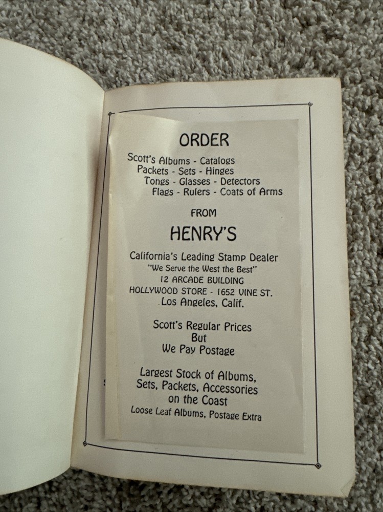 Scott Standard Postage STAMP CATALOG The 1927 Edition -- WHOLE WORLD