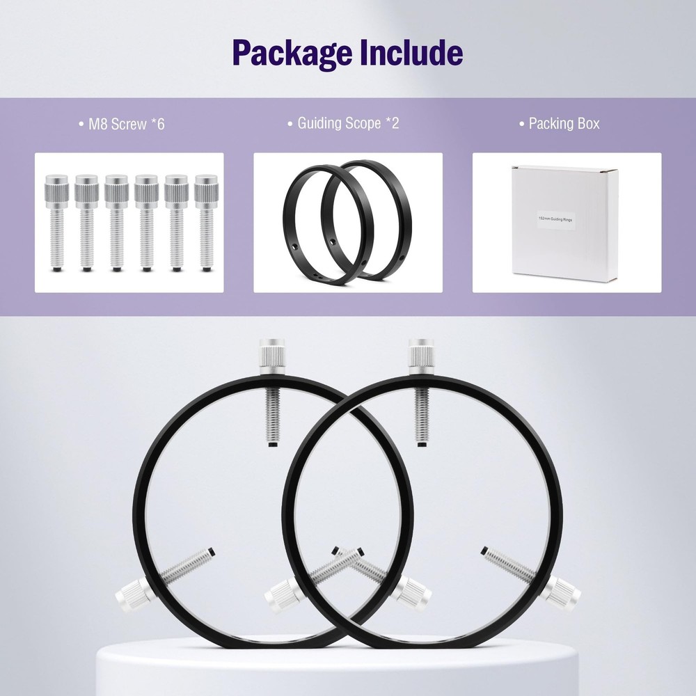 Astromania Adjustable Guiding Scope Rings 152 mm Inside Diameter (Pair) - for...