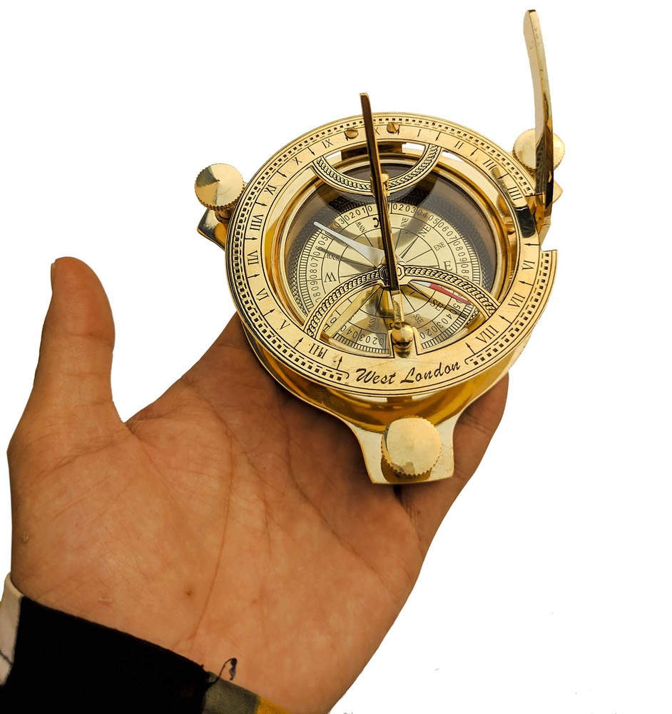 4" Sundial Compass - Solid Brass Sun Dial